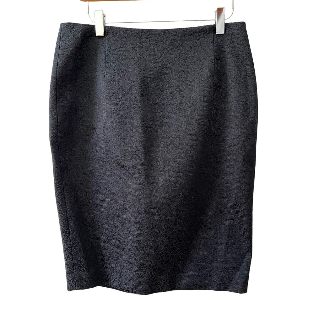 Tahari Jacquard Pencil Skirt Black 6